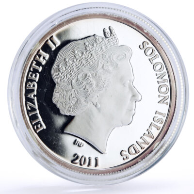 Solomon Islands 5 dollars Archangel Michael colored proof silver