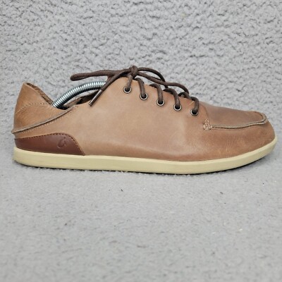 Olukai Nalukai Men's Size 11 Shoes Husk/Silt Leather Drop-In Heel