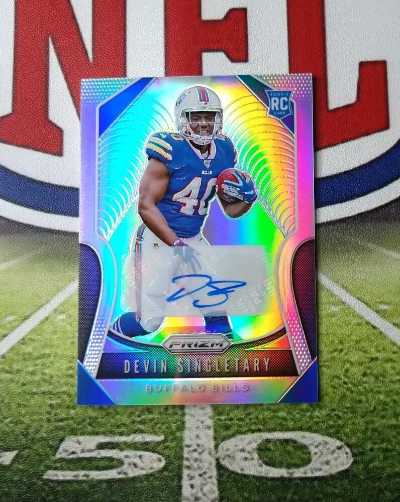 DEVIN SINGLETARY 2019 Panini Prizm Silver Prizm Auto Rookie RC #335 GIANTS