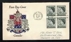 Canada #374 1957 5¢ QE II Royal Visit Block Caneco Coat of Arms Cachet FDC VF