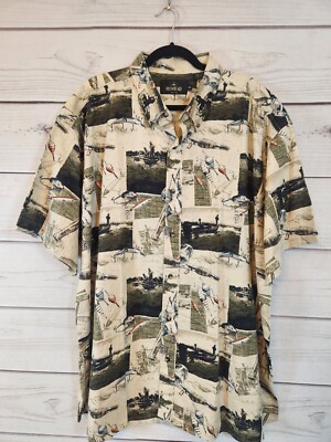 RedHead Men's Fishing Lures All Over Design Cotton Button Up Shirt Size XXL