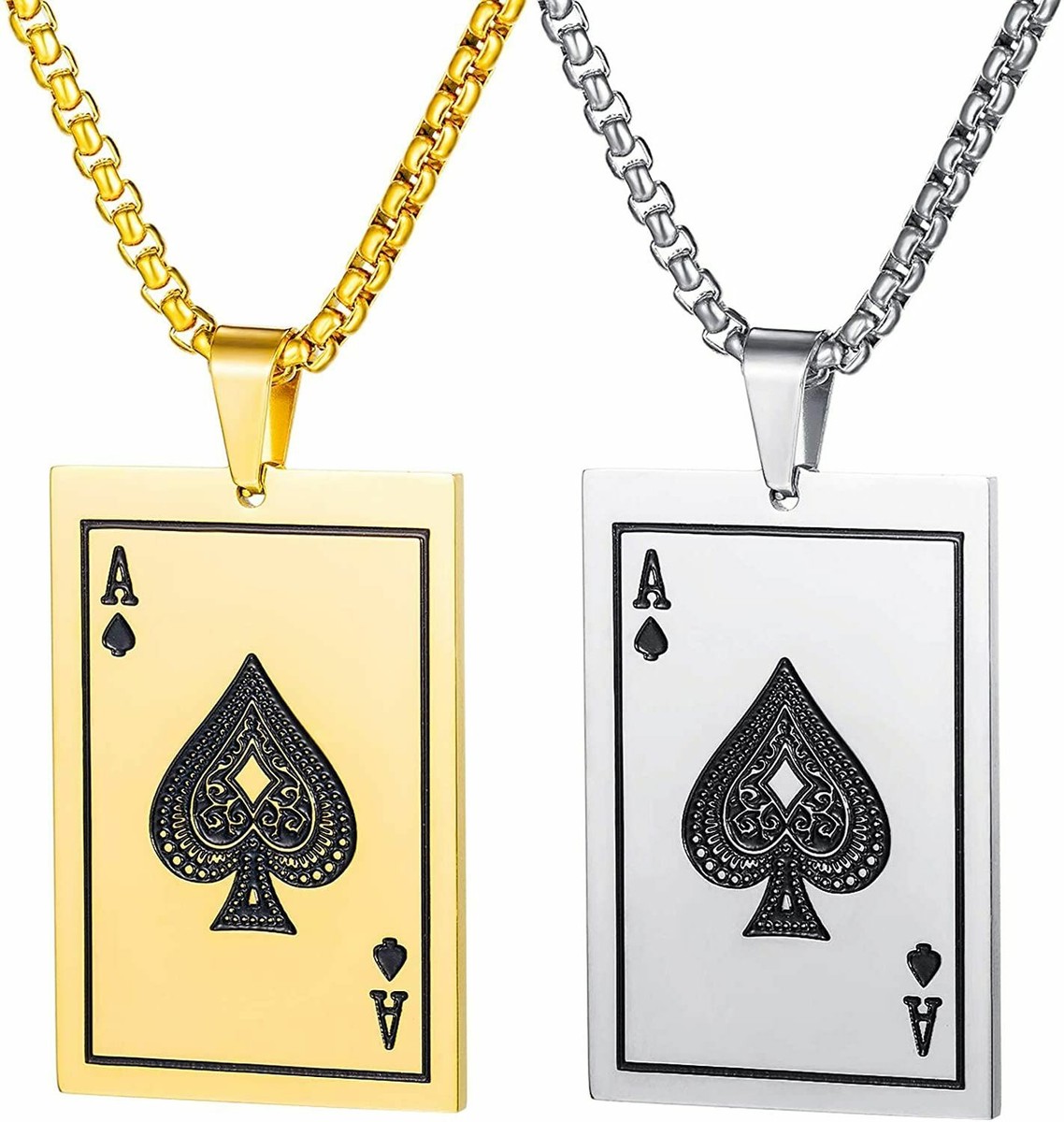 Couples Stainless Steel Poker Card Heart Necklaces - Matching Pendant Set For Him & Her - View #9