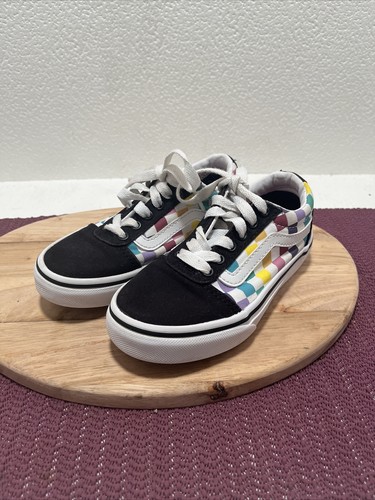 multi colored checkered vans