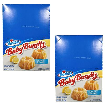 Hostess Lemon Drizzle Baby Bundts | 2.5 Ounce | 6 Count Box | Pack of 2 (24 T...