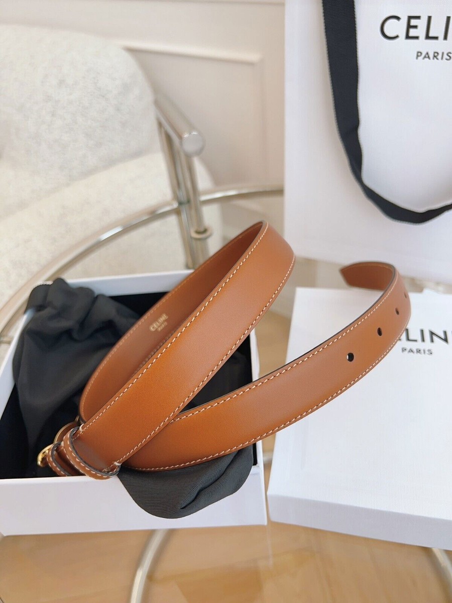 Celine Brown Full Leather Women's Belt 1m W 2.5cm Size 85 | eBay