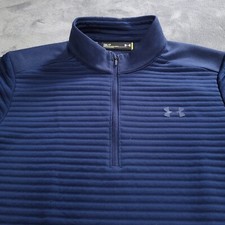 Under Armour Womens Small Zip Ribbed Knit Athleisure Blue Running Hiking Warm