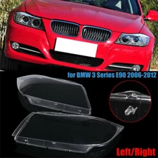 Pair Xenon Headlight Headlamp Clear Lens Cover For 2005-2012 BMW 3 E90 E91 Sedan