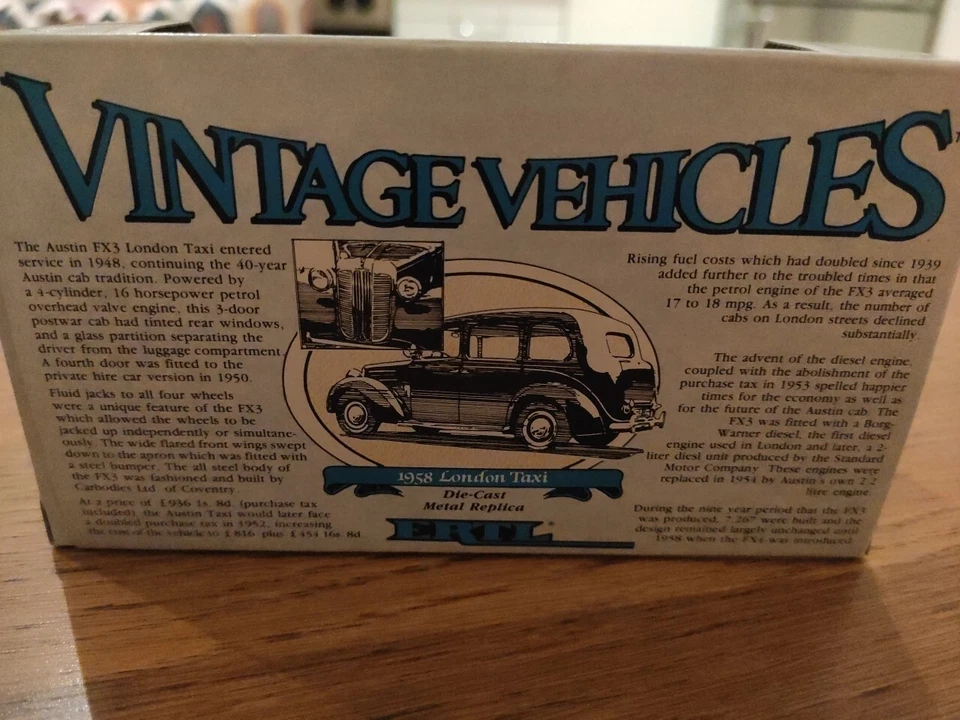 Austin FX3 Taxi London Vintage Vehicle 1958.Scala 1:43,Metalli,In Confezione... - Immagine 3 di 4