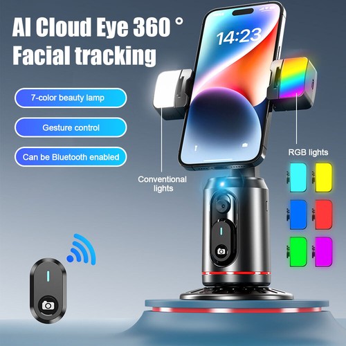 Trépied Auto Face Tracking avec Télécommande 360° Rotation Suivi Téléphone Support - Photo 4 sur 16