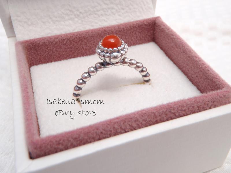 JULY BIRTHDAY BLOOMS Authentic PANDORA Orange CARNELIAN Ring 5/50 190854CAR  NIB