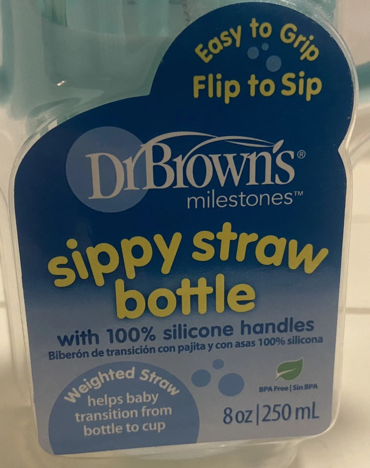 Dr Browns Flip to Sip Botella 8oz con Asas de Silicona y Pajita Flujo Natural 6+ Foto 3 de 4