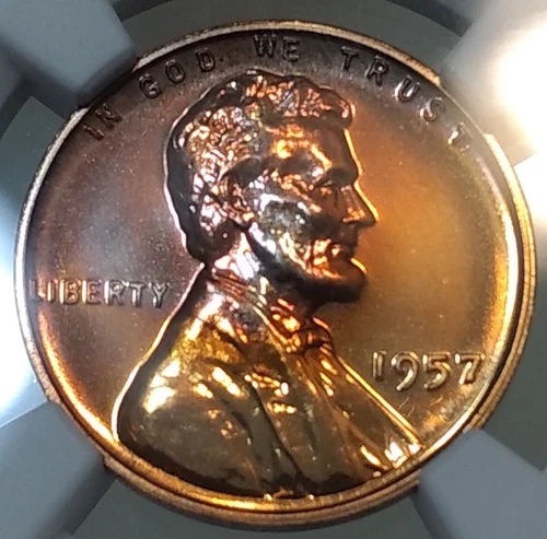 1957 Lincoln Cent NGC PF 66 RB ~ Toned