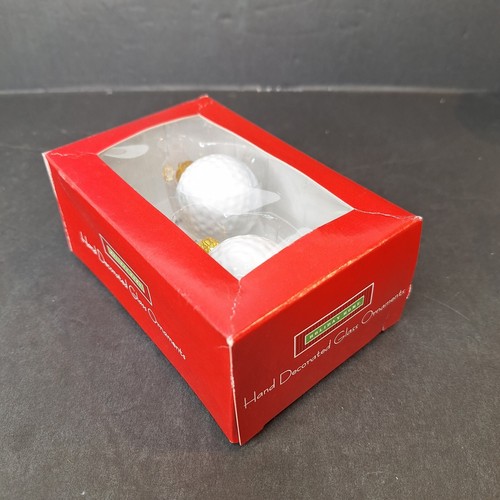 GOLF BALL Glass Ornaments Holiday Home 1.5" Set of 2 NEW Open Box - Picture 6 of 8