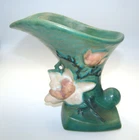 Vintage Roseville Pottery Magnolia #184-6 Green Cornucopia Vase