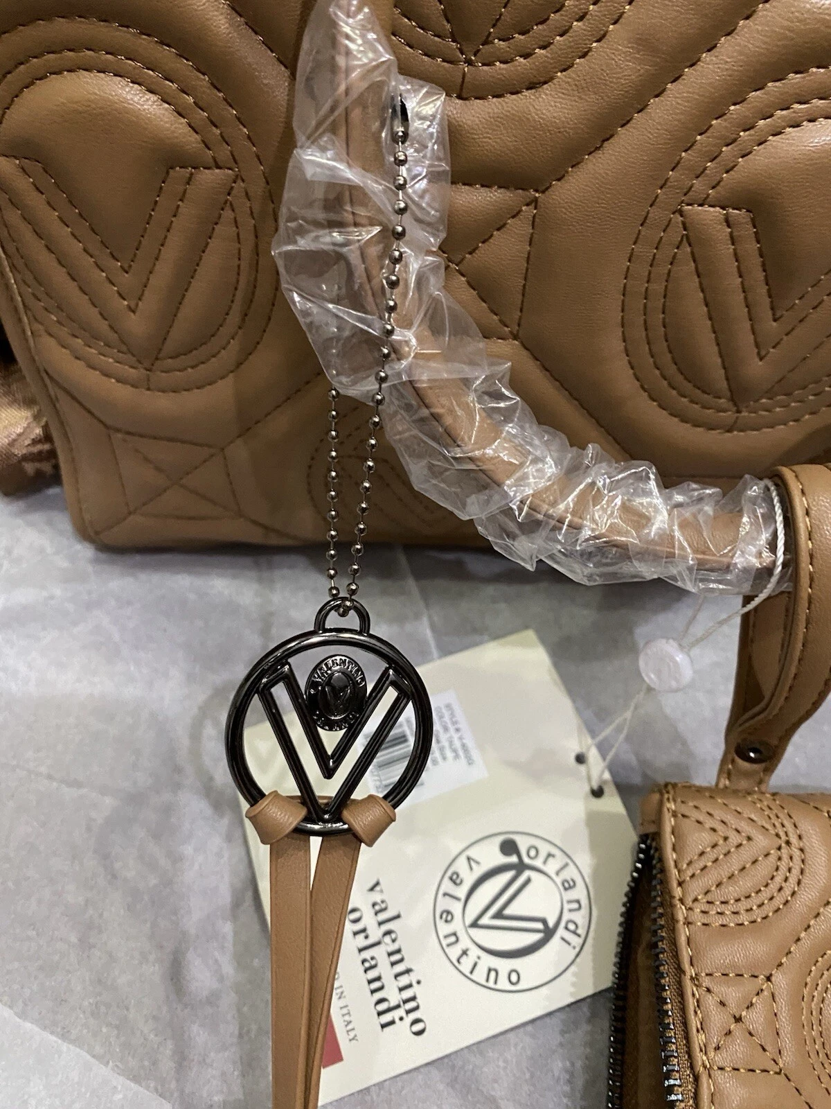 Valentino Orlandi Borsa Grande Trapuntata Taupe Tracolla Tracolla e Manico