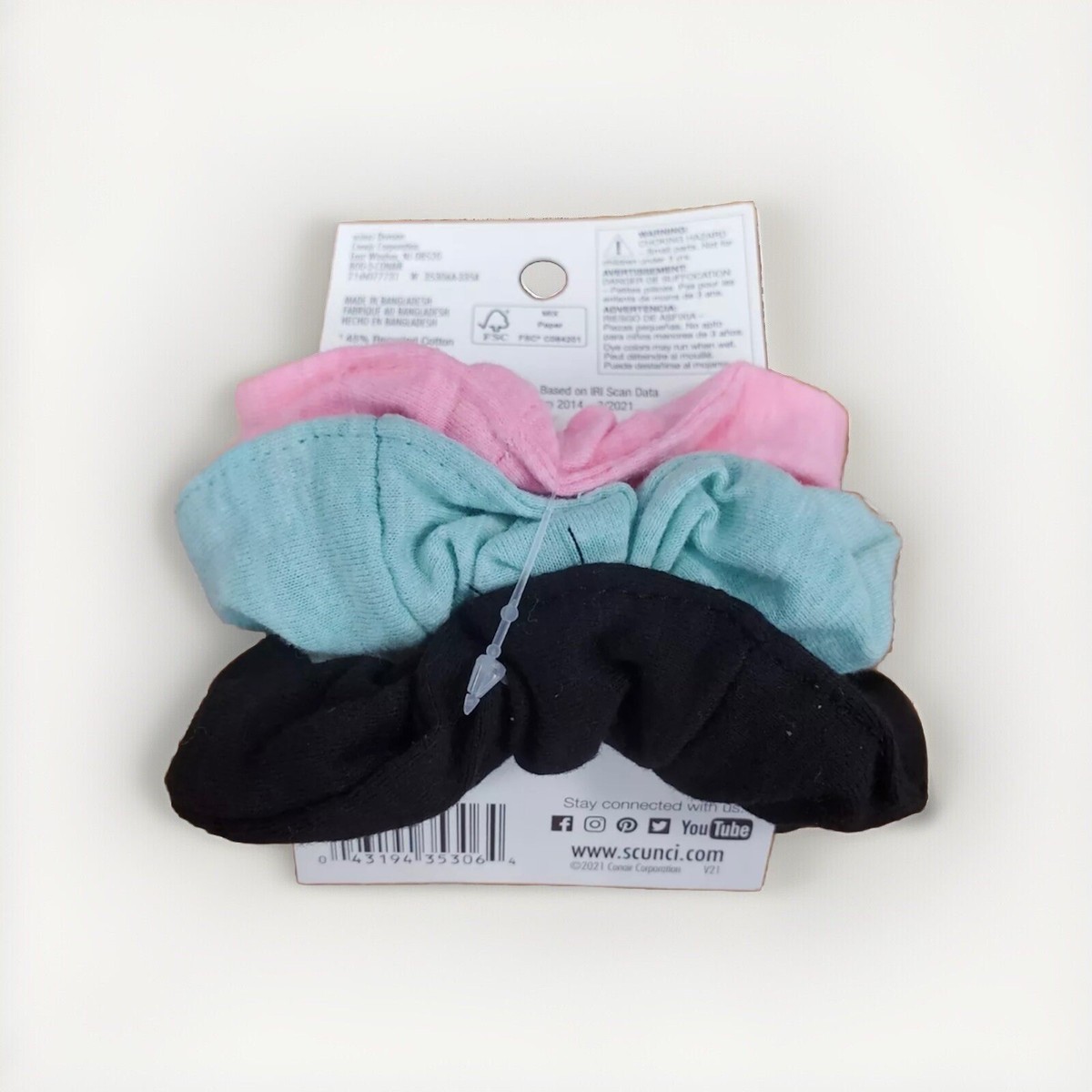 5 Packs of 3: Scunci Recycled Cotton Scrunchies Pink/Blue/Black | eBay