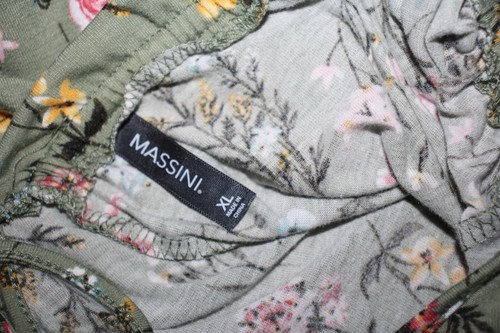 Massini Womens Top Size XL Green Floral Print Pullover Drawstring Neck Line - Picture 5 of 5