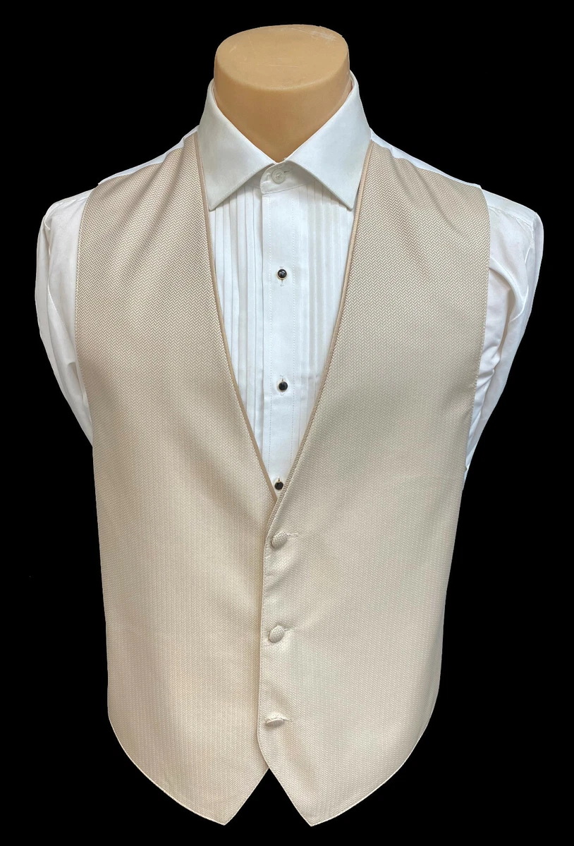 Men s Champagne Tuxedo Vest Cruise Formal Wedding Party Groom Prom XL Long Tall