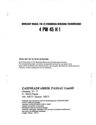 Case ZF Hydromedia Reversing Transmission 4 PW 45 H 1 Service