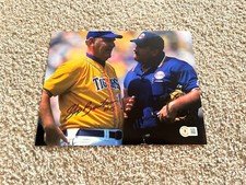 SKIP BERTMAN Signed Autograph 8x10 Photo LSU TIGERS ARGUING UMP BAS BECKETT E