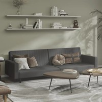 Schlafsofa 2-Sitzer Dunkelgrau Samt Klappsofa Mit Bettfunktion