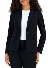 Kasper Womens Collar One-Button Blazer Petite Size PL Black MSRP 80