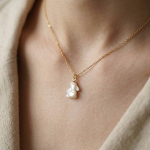 Authentic Dainty Mother of Pearl Rabbit Necklace Gold Plated Titanium Bunny Pendant