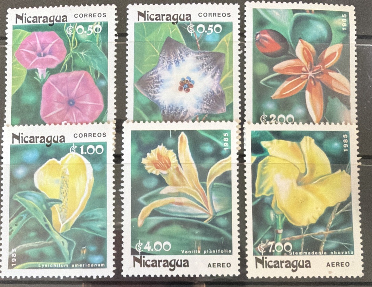 DP Stamps Nicaragua 1985 SC 1564-1469 MNH Set Flowers