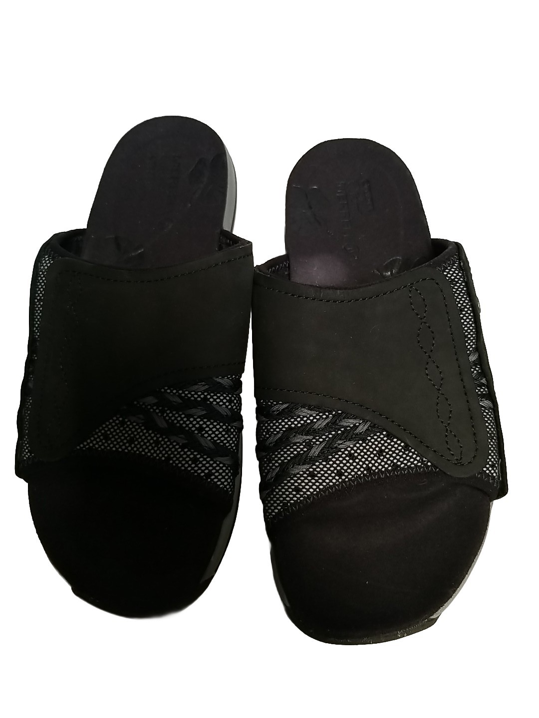 Merrell Lilyfern Comfort donna 6 sandali neri slip on slide schiuma ammortizzata usati in ottime condizioni