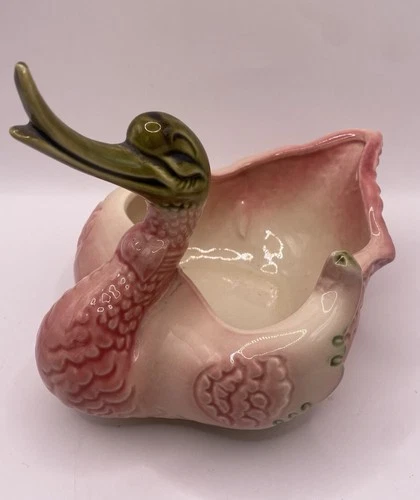 Vintage 1950’s Hull Pottery Pink Swan Planter/candy Dish
