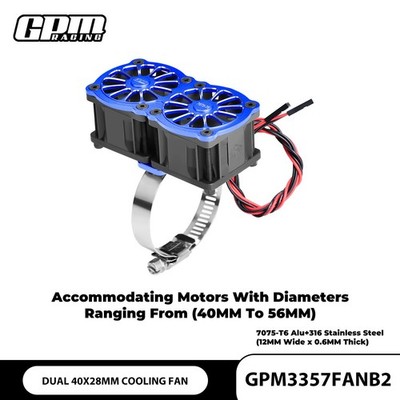 GPM 7075 Alloy+316 SST Dual 40X28mm Cooling Fan Ajustable For 40-56 Series Motor
