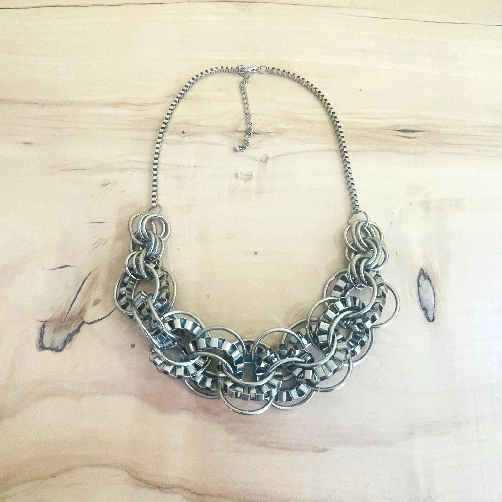 Necklace Statement Interlocking Link Chainmail Ch… - image 9