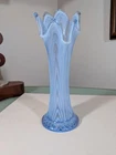 Fenton Glass Boggy Bayou Blue Opalescent Swung Vase