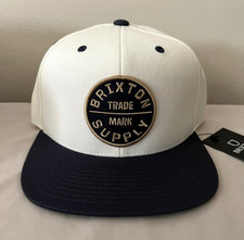 BNWT Brixton Oath III Off White/Navy/Gold Snapback Hat Adult Unisex 00173