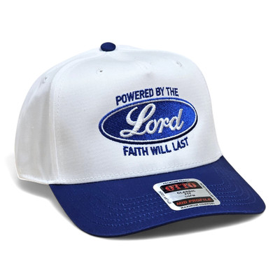 Embroidered Faith Design OTTO Baseball Snapback Hat Cap White w/Curved Blue Bill