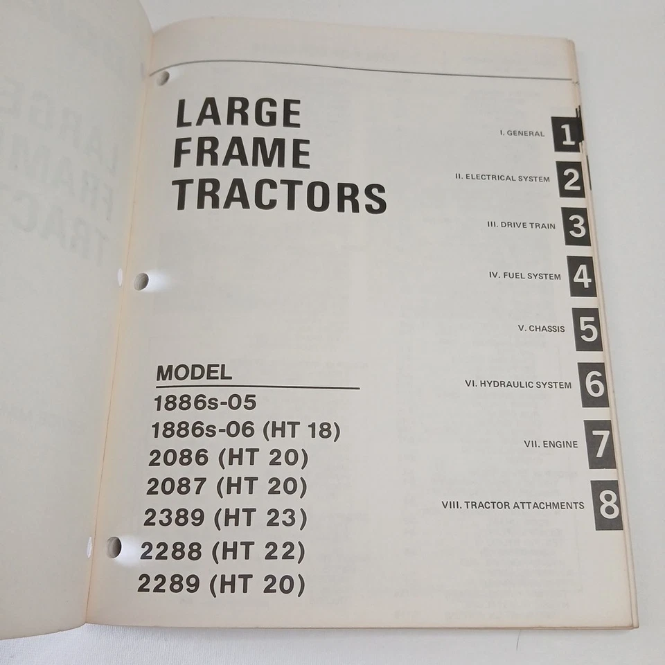 Manual de servicio de tractores de cuadro grande Bolens 1886s, 2086, 2087, 2389, 2288, 2289 Foto 4 de 4