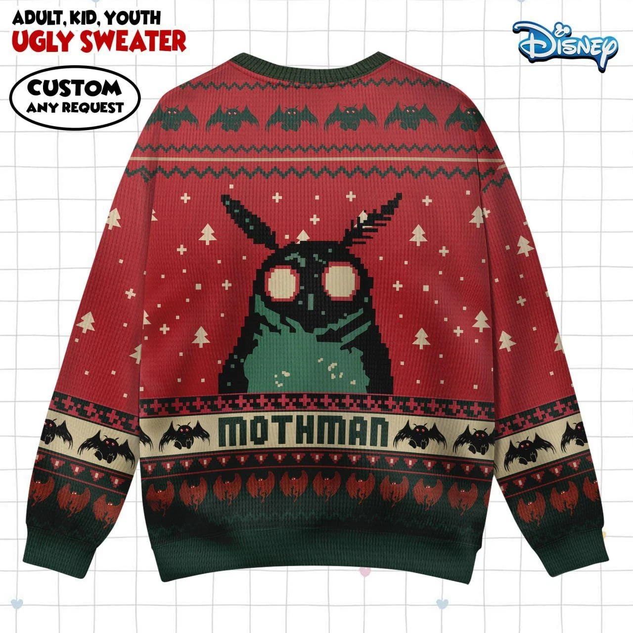 Mothman Ugly Sweater, Cryptid Holiday Jumper, Funny Xmas