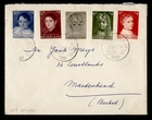 DR WHO 1957 NETHERLANDS FDC? CHILD SEMI POST COMBO TO ENGLAND R49369