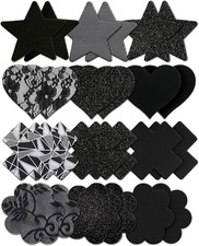 Glitters Pasties Nipple Covers Stickers for Women Rave Party Disposable Black