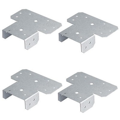 4 PCS T-Shaped Post to Beam Connector Heavy Duty Galvanized T-Bracket for 4x4