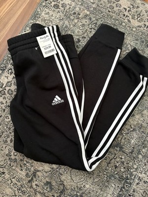 Adidas Women s Fleece 3 Stripe Jogger Black/White Size Small NWT