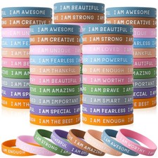 100 Pieces Students Inspirational Silicone Wristbands Motivational Quotes Rub...