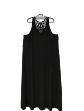 Lane Bryant Woman's Black Lace Accent Maxi Dress Size 22/24 Stretch Flowy Slinky