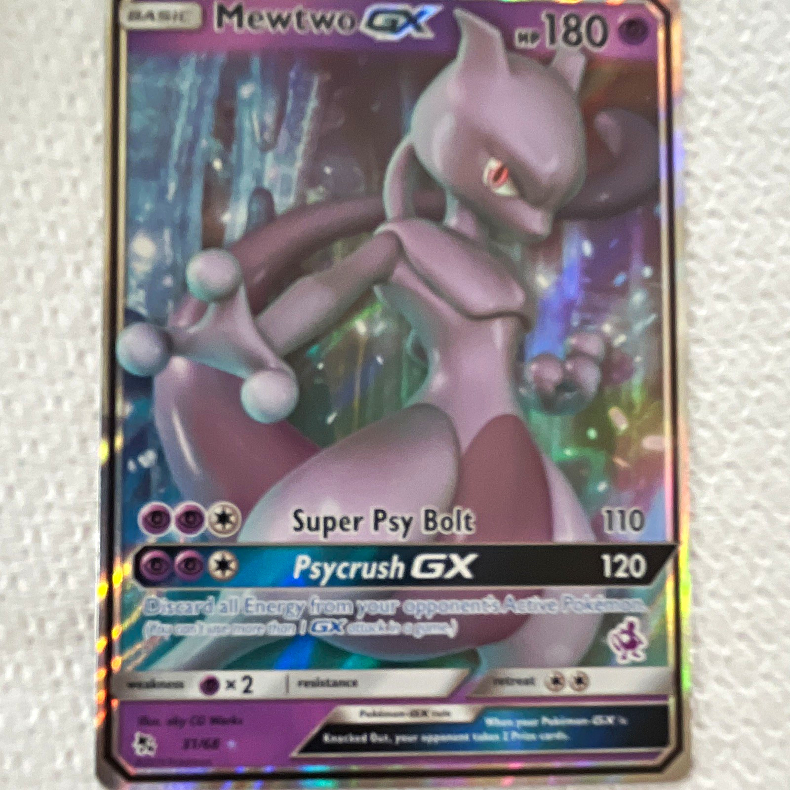 Mewtwo GX 31/68 Hidden Fates Full Art Holo Ultra Rare English 180HP 2019