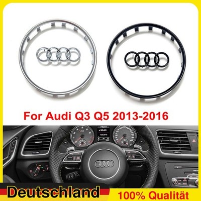 Emblem Schwarz Silber Rahmen Rund Frame Blende Lenkrad Für Audi Q3 Q5 2013-2016