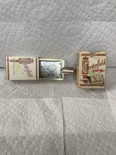 Vintage Chesterfield Pocket Tin Slide Portable Ashtray W/ Box Good Condition