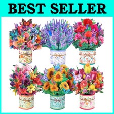 Colorful 3D Flower Bouquet Greeting Cards 6 Pack