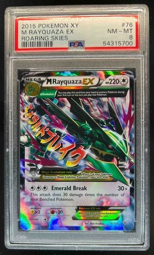 2015 Pokemon XY Roaring Skies M Rayquaza EX Holo #76/108 PSA 8