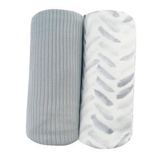 Jersey Swaddle Blanket, Ultra Soft Stretchy Receiving Blanket, Grey Leaf