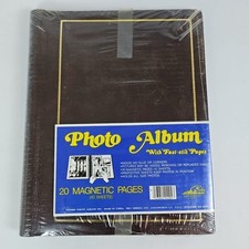 NEW VTG Retro 70s 80s Pioneer Magnetic Pages Photo Album Brown Gold 20pg SA-6910